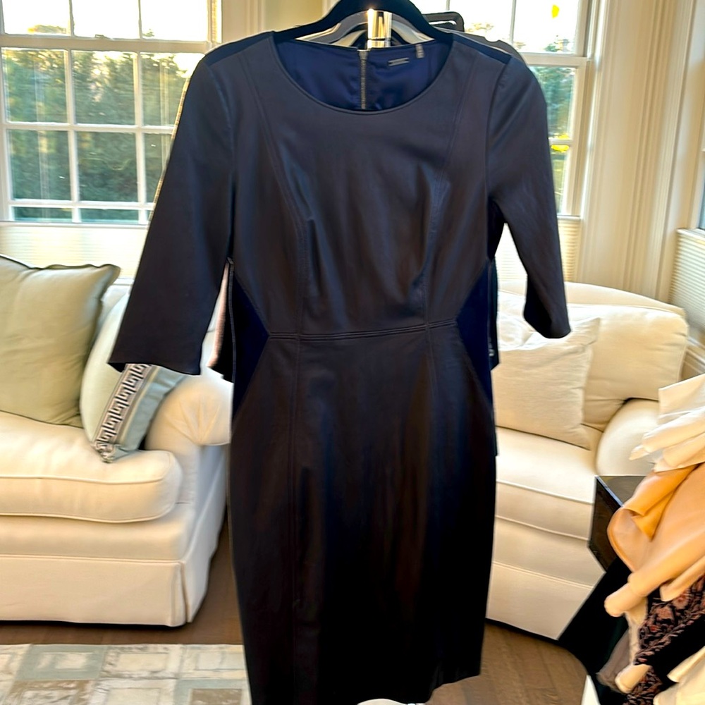 Elie Tahari navy leather dress!